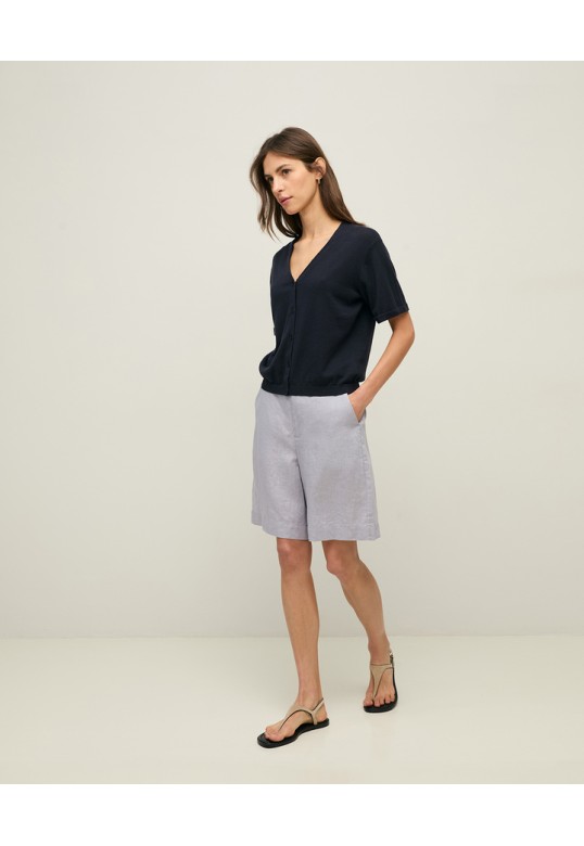 Linen Bermuda shorts Mauve