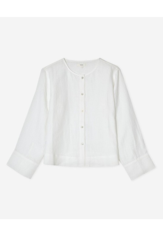 Long-sleeve hemp blouse White