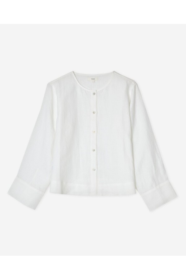 Long-sleeve hemp blouse White
