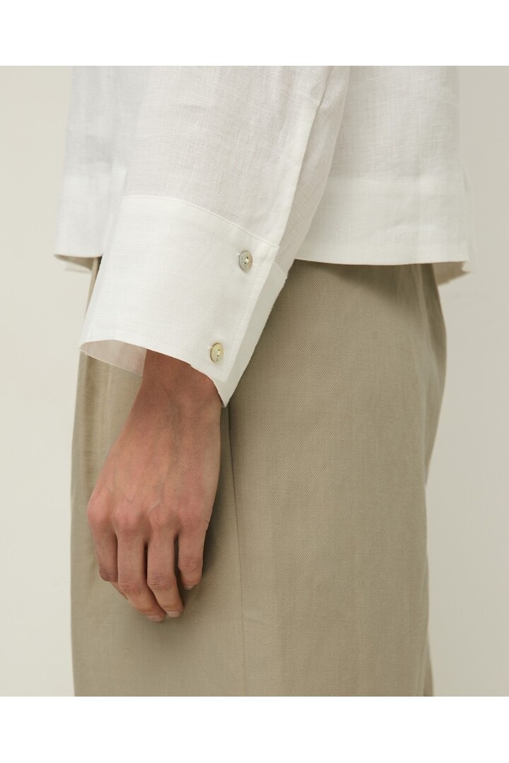 Long-sleeve hemp blouse White