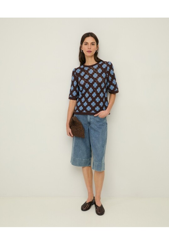 Organic-cotton denim Bermuda shorts