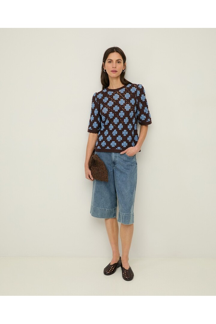 Organic-cotton denim Bermuda shorts