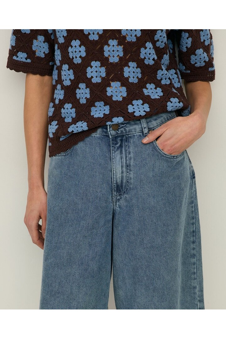 Organic-cotton denim Bermuda shorts