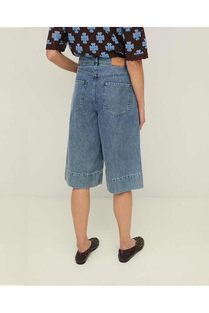 Organic-cotton denim Bermuda shorts