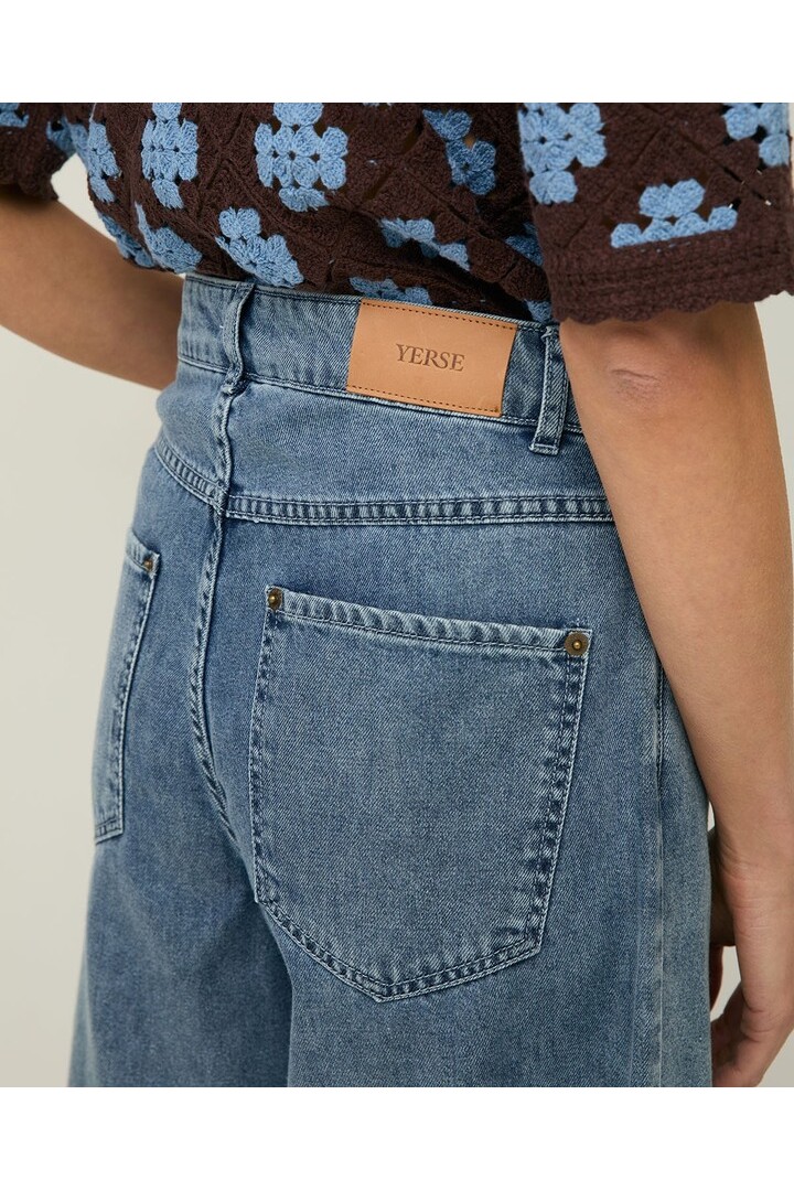 Organic-cotton denim Bermuda shorts