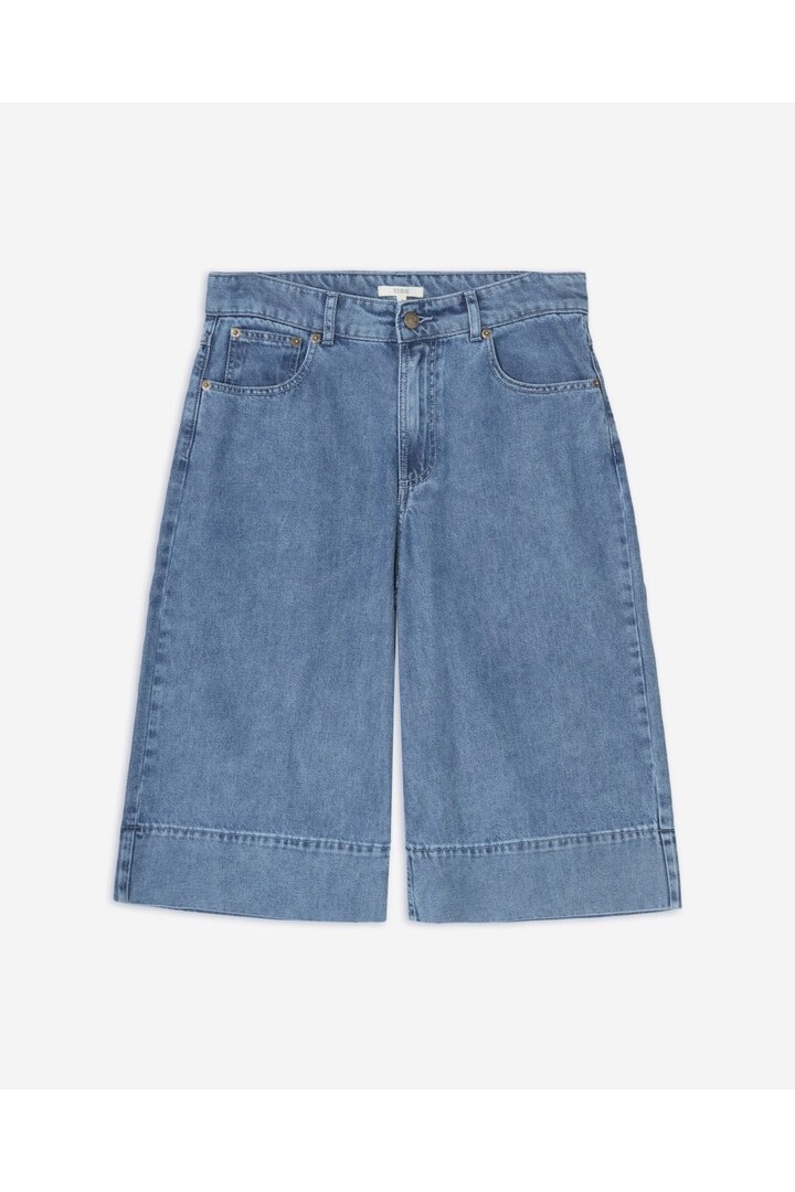 Organic-cotton denim Bermuda shorts