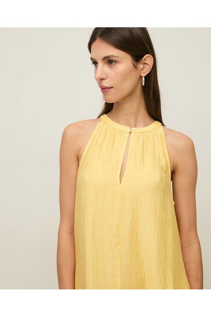 Long flowy dress with gathering Yellow