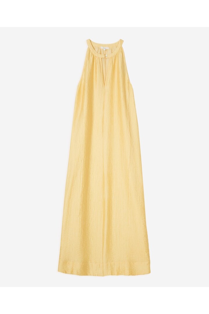 Long flowy dress with gathering Yellow