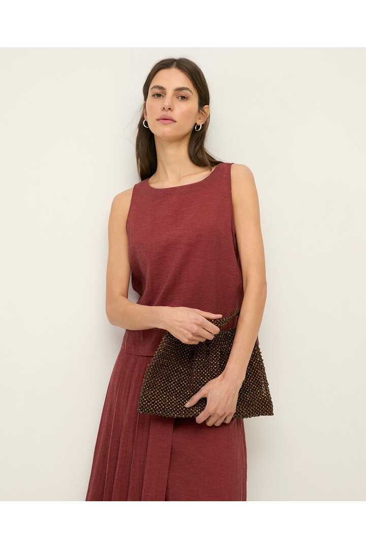 Bateau-neck sleeveless top Terracota