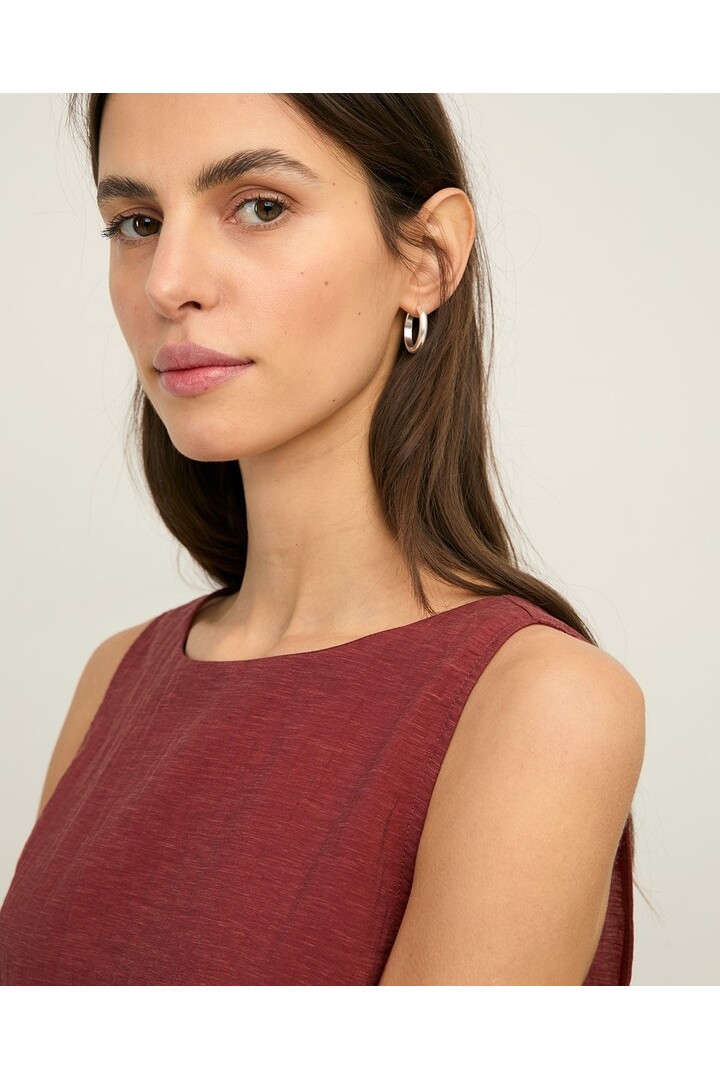 Bateau-neck sleeveless top Terracota