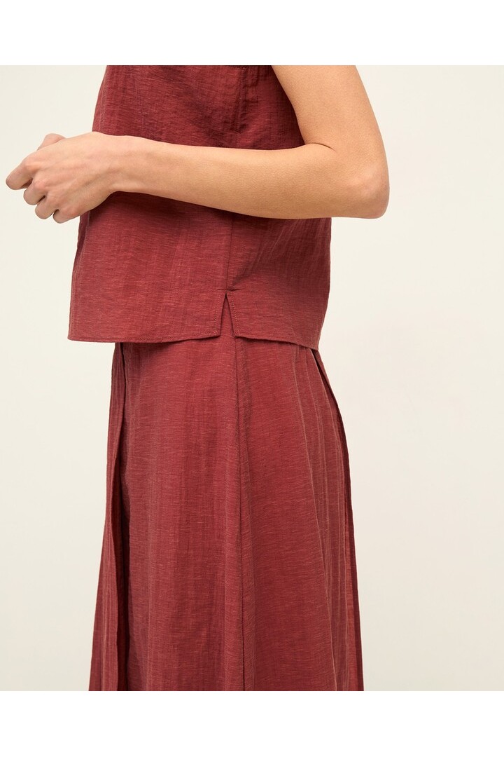 Bateau-neck sleeveless top Terracota