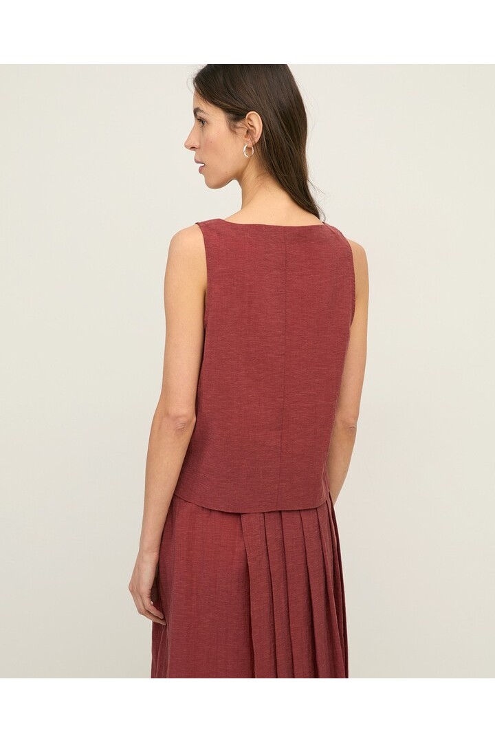 Bateau-neck sleeveless top Terracota