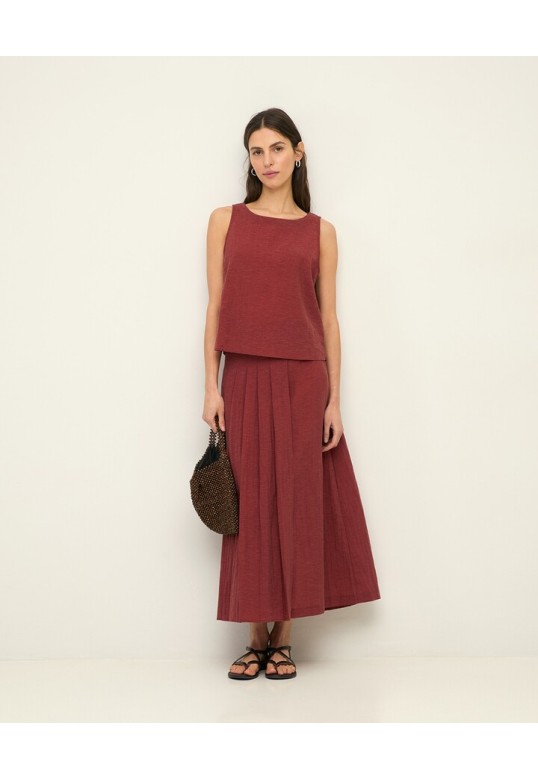 Bateau-neck sleeveless top Terracota