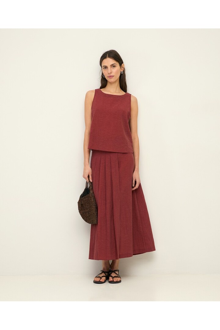 Bateau-neck sleeveless top Terracota