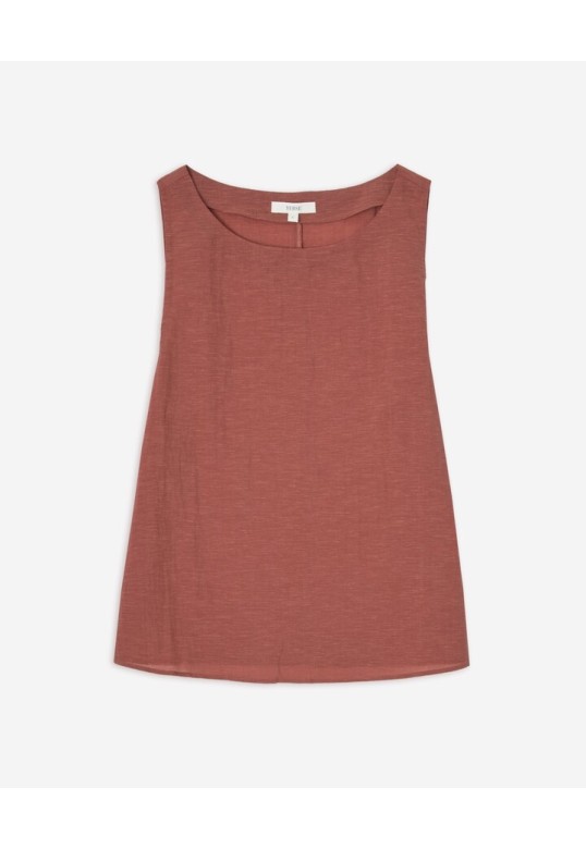 Bateau-neck sleeveless top Terracota