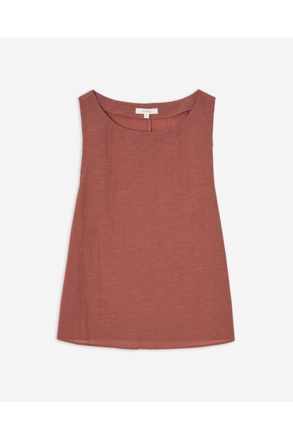 Bateau-neck sleeveless top Terracota