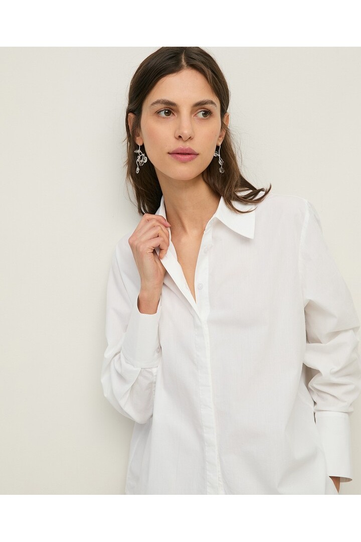 Oversize organic-cotton shirt White
