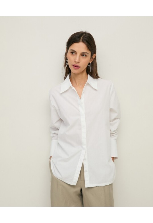 Oversize organic-cotton shirt White