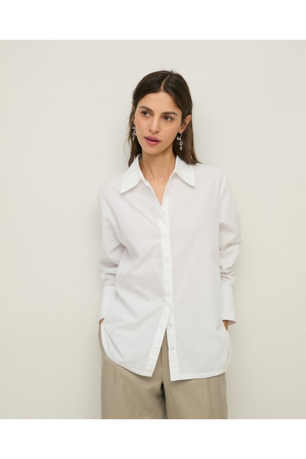 Oversize organic-cotton shirt White