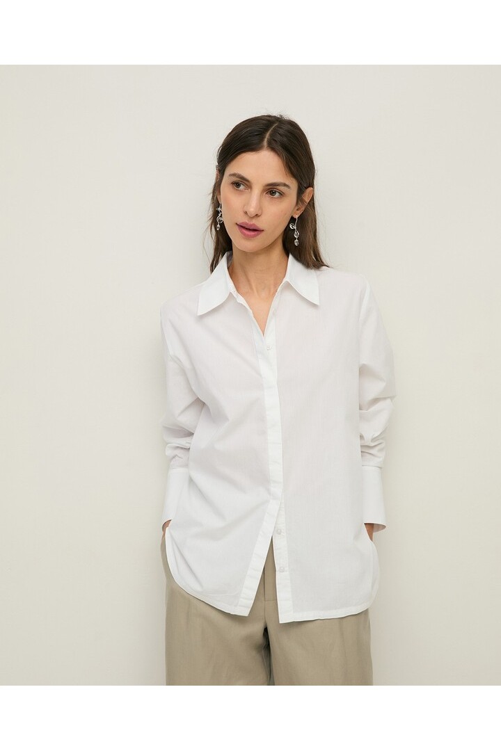 Oversize organic-cotton shirt White