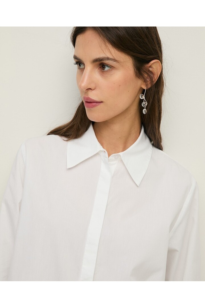 Oversize organic-cotton shirt White