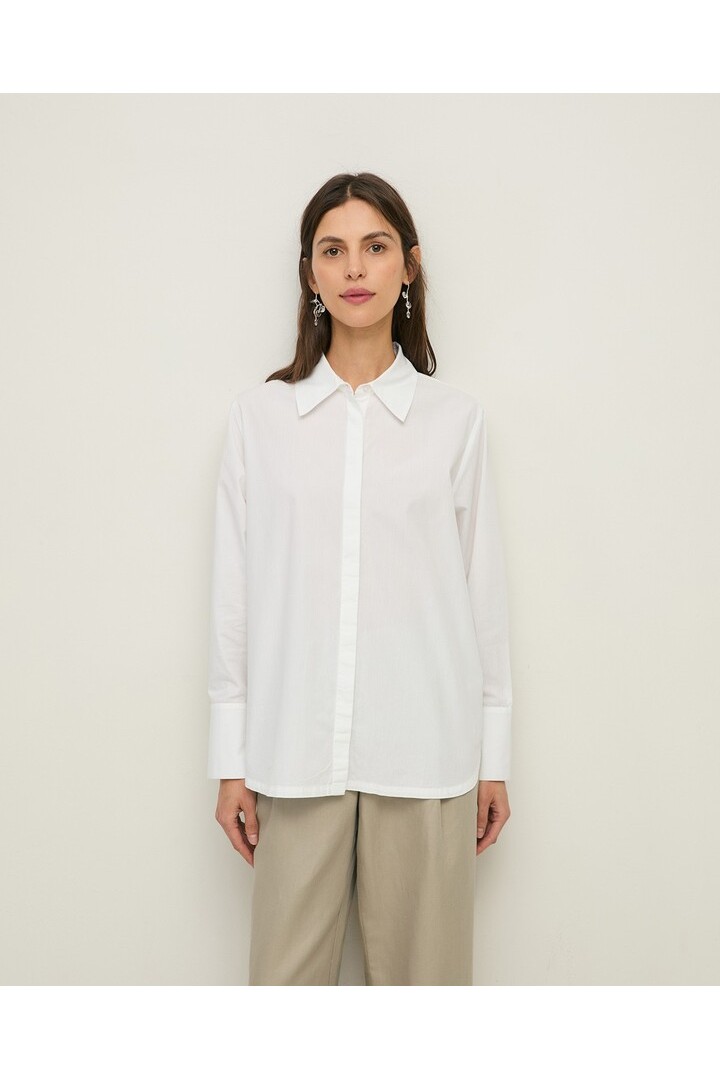 Oversize organic-cotton shirt White
