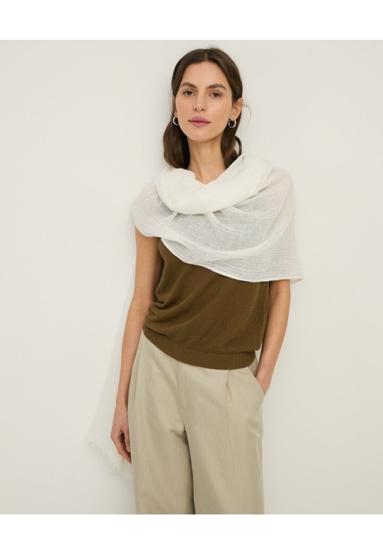 Cotton-linen blend foulard Ecru