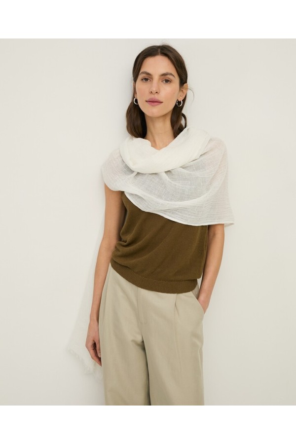 Cotton-linen blend foulard Ecru