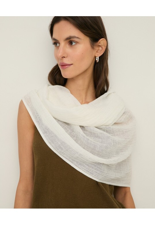 Cotton-linen blend foulard Ecru