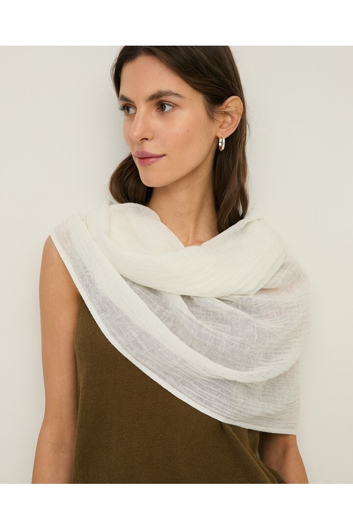 Cotton-linen blend foulard Ecru