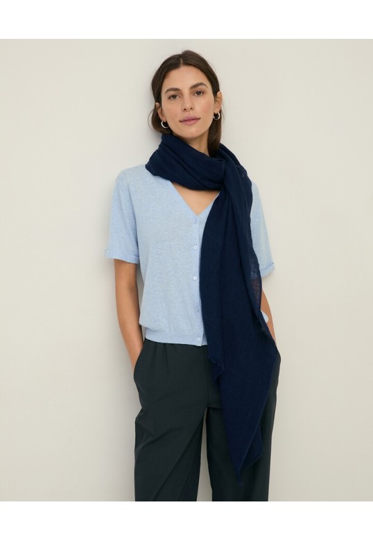 Cotton-linen blend foulard Dark Blue