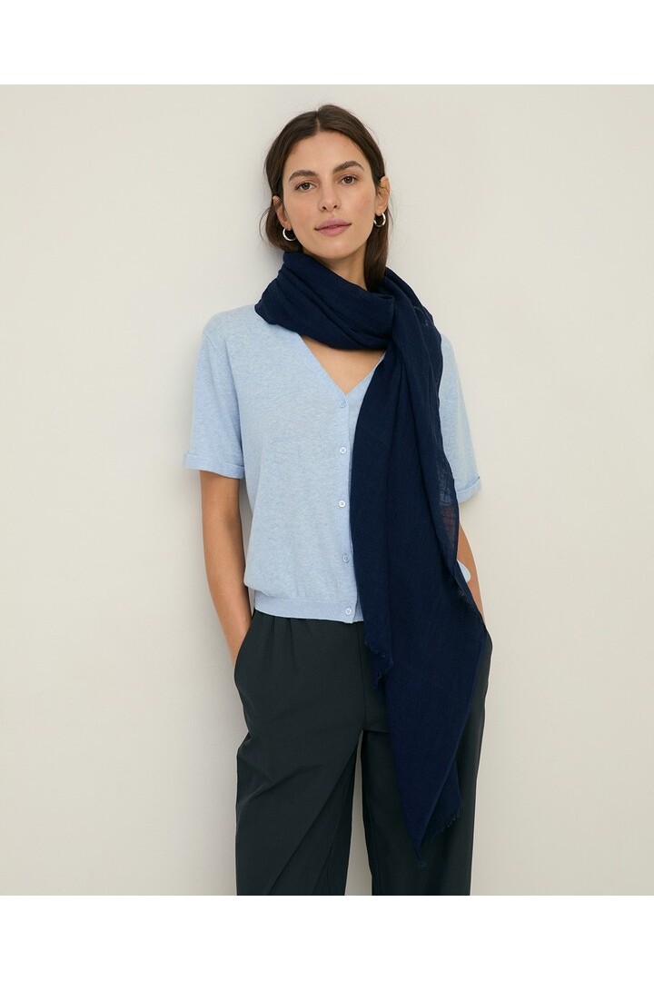 Cotton-linen blend foulard Dark Blue