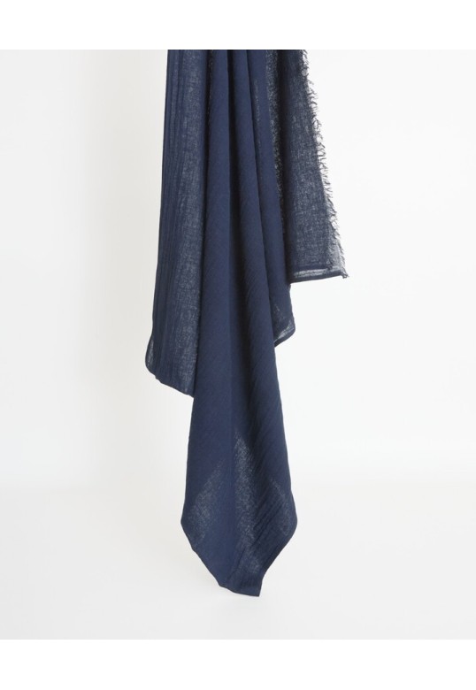 Cotton-linen blend foulard Dark Blue