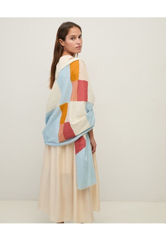 Print cotton foulard Sky Blue