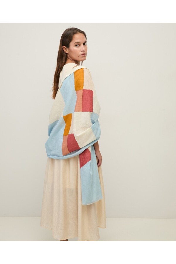 Print cotton foulard Sky Blue