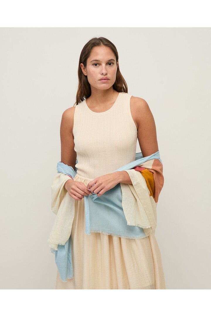 Print cotton foulard Sky Blue