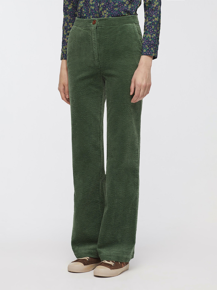 Forest Green stretch high waisted pleated Trousers | Sumissura